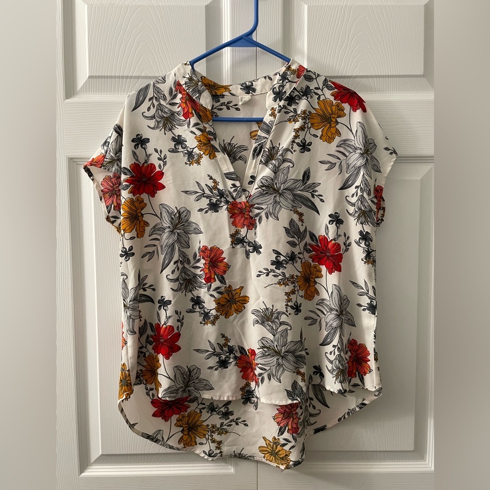 Romwe women’s floral print shirt sleeve blouse